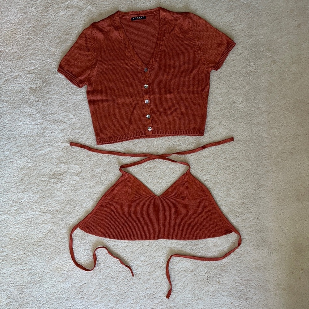Sisley Top & Cropped Cardigan Set